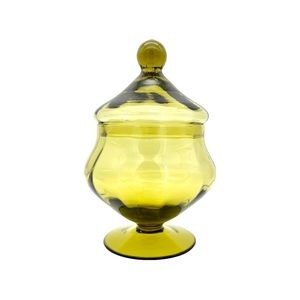 Vintage Empoli Green Apothecary Lidded Glass Jar